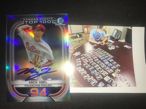 Mick Abel Phillies Auto Signed 2021 1st Bowman Top 100 Prospect Card