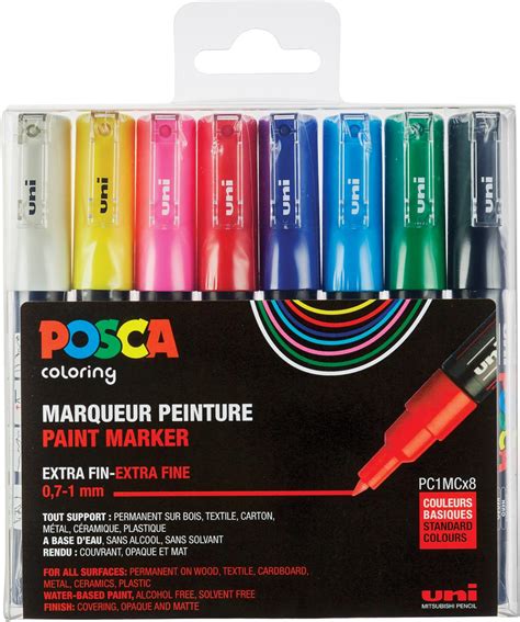 Posca Marqueur Peinture PC 1MC Set De 8 Marqueurs En Couleurs Basique