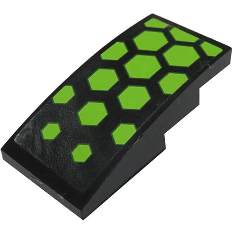 Lego Black Slope X Curved With Lime Hexagons Sticker