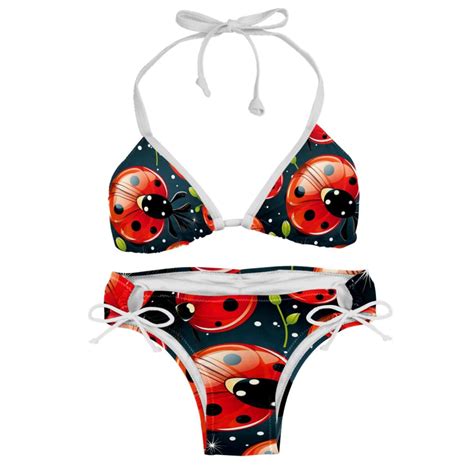 Seven Starred Ladybird Bikini Set Swim Suit Detachable Sponge Adjustable Strap Two Pack Beach
