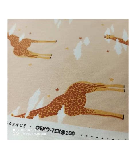 Tissu Cretonne Girafe Z Fir Oekotex P Che