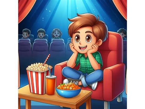 Illustration of Cartoon Boy Watching Mov Graphic by A.I Illustration ...