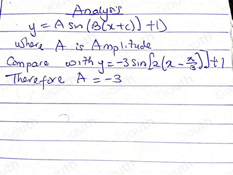 Solved Determine The Amplitude Of The Sinusoidal Function Y 3sin [2 X