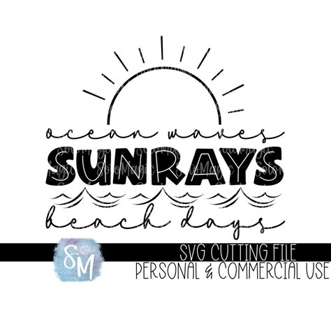 Ocean Waves Sunrays Beach Days Svg Cutting File Beach Summer Vacay