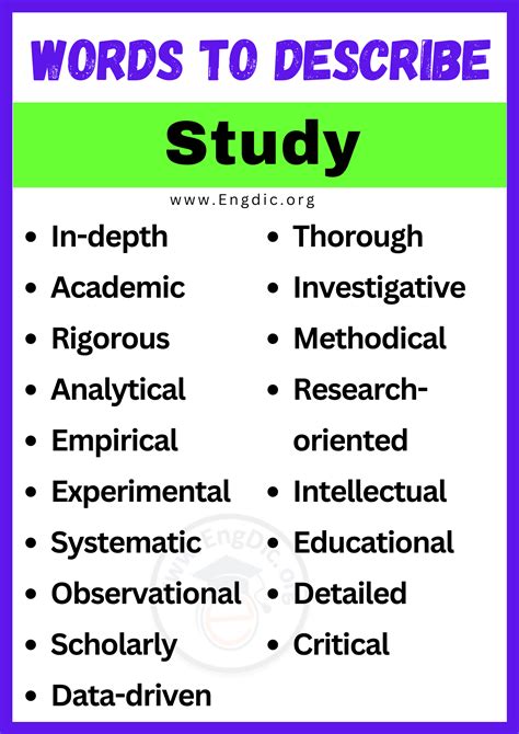 20+ Best Words to Describe Study, Adjectives for Study - EngDic