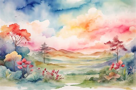 Nature Watercolor Landscape Background Graphic by Forhadx5 · Creative ...