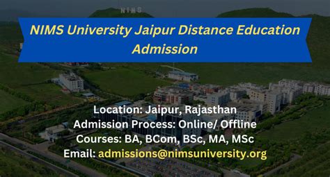 Nims University Jaipur Distance Education Admission Ug Pg