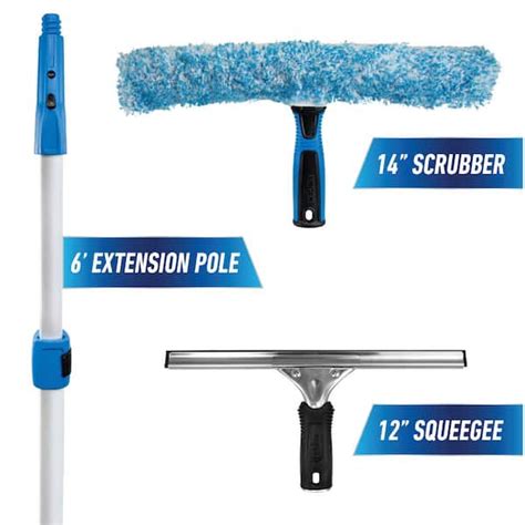 Unger Total Pro Kit With 14 In Scrubber 12 In Squeegee And 6 Ft