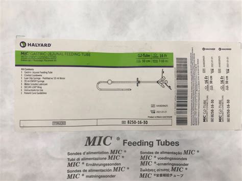 HALYARD 8250 16 30 MIC Gastric Jejunal Feeding Tube W Enfit Connectors