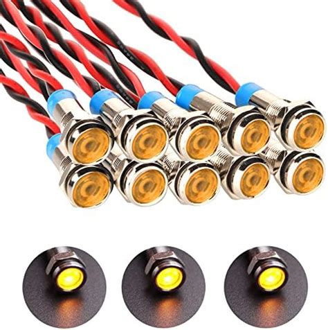 Gebildet 10pcs AC DC 12 24V 6mm Voyant LED en Métal LED Indicateur