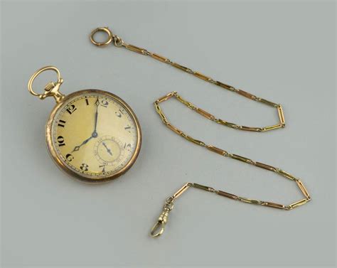 Lot 18K YELLOW GOLD LONGINES POCKET WATCH WITH CHAIN