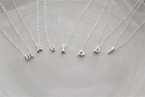 Cursive Initial Necklace In Silver Cursive Letter Necklace Etsy