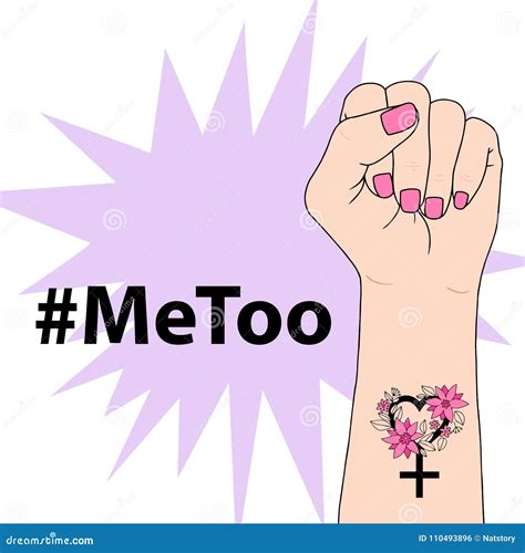 Metoo Banner With Black Woman Face Profile Silhouette Rainbow Circle