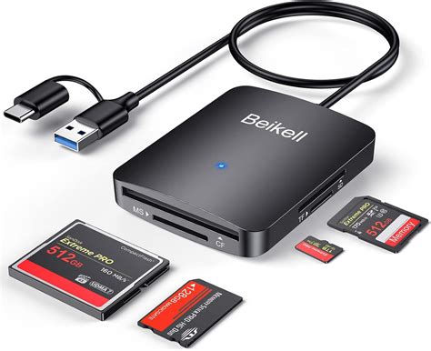 Beikell In Dual Connector Usb C Reader Adapter Cards