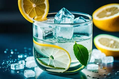 Premium AI Image A Glass Of Ice Water With Lemon Slices And Lime Slices