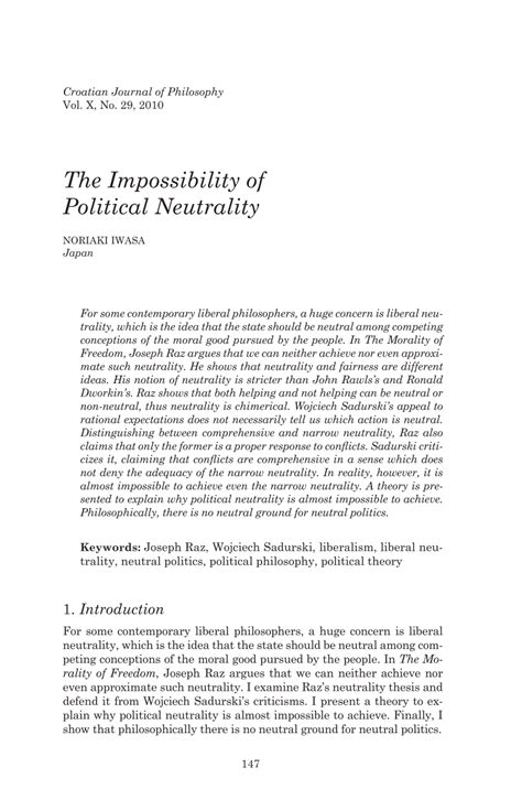 PDF The Impossibility Of Political Neutrality