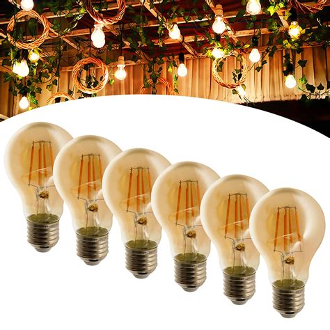 Kit 6 L Mpada Led Retr Vintage Filamento A60 Quente Decorativo Png