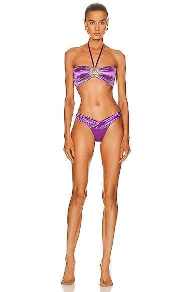 Raisa Vanessa Gold Buckle Tie Neck Bikini Set In Purple Fwrd