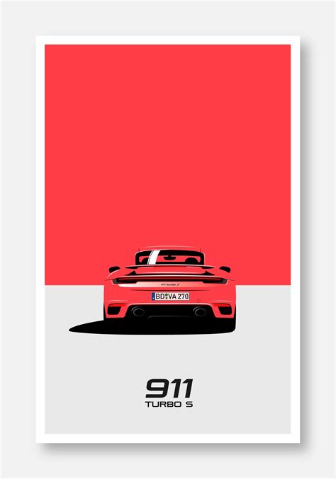 Porsche 911 Turbo S Poster Print Ilustración De Automóviles Decoración Automotriz Etsy España