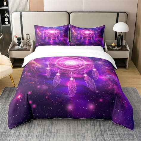 Yst Dream Catcher Cotton Duvet Cover For Girls Galaxy Glitter