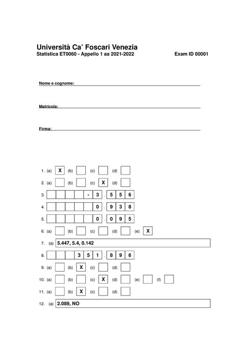Facsimile Soluzioni Universit Ca Foscari Venezia Statistica