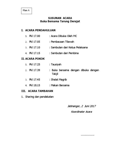 Contoh Susunan Acara Buka Puasa Bersama Keluarga Hingga Teman