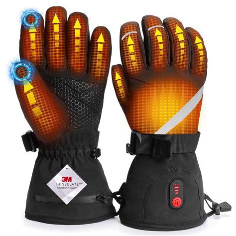 Heated Gloves for Men Women - Rechargeable Heated Gloves 7.4V 3000mAh Battery Powered Waterproof ...