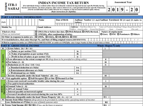 income tax return filing itr form  form