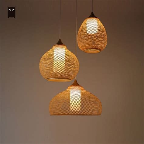 Soleilchat Bamboo Wicker Rattan Calabash Pendant Light Fixture