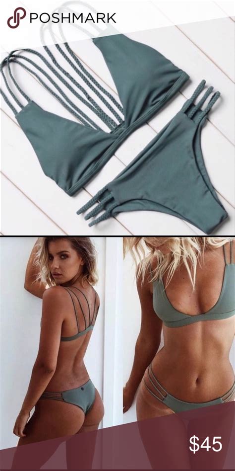 Olive Strappy Bikini Olive Strappy Bikini Cute Trendy Urban