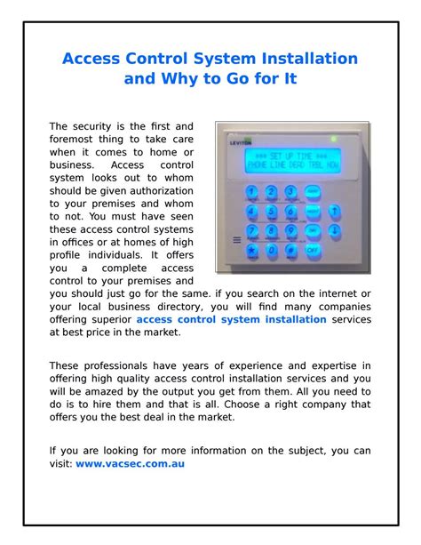 Access Control System Installation and Why to Go for It by VACSEC - Issuu