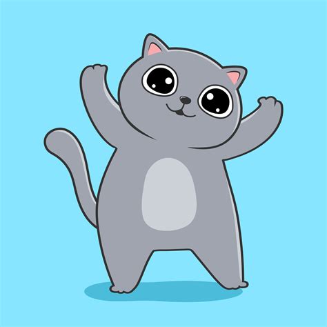 Baile De Gato Gris Lindo Gato Gris Bailando Kawaii 19526450 Vector En Vecteezy