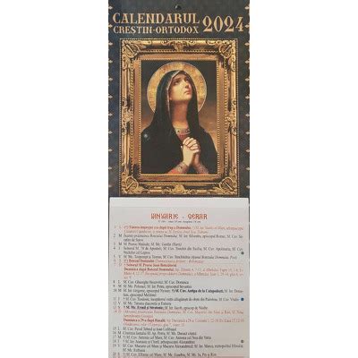 Calendar De Perete Crestin Ortodox Cu Foi Detasabile Rugaciune