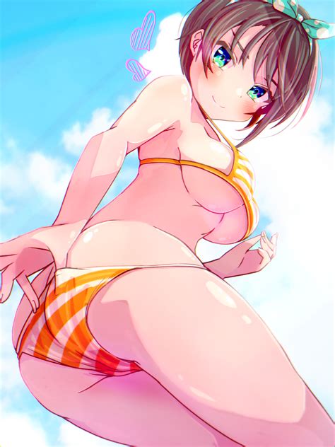 Rule 34 1girls Armpits Arms Up Ass Bangs Beach Bikini Blue Eyes Blue