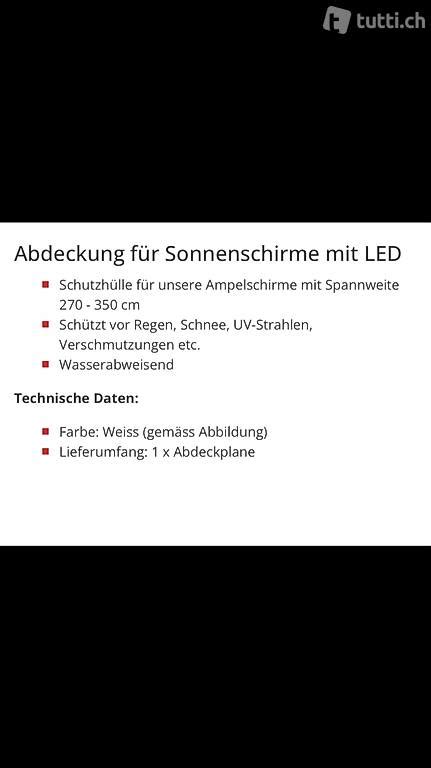 Sonnenschirm 300m LED Kippfunktion Und Inkl Abdeckplane Im Kanton