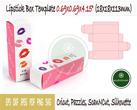 Lipstick Box Template 069x069x415 Pdf Svg Dxf Png  Etsy