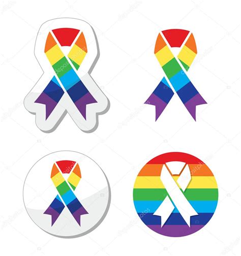 Rainbow Flag Ribbon Symbol Of Gay Pride And Support For The Glbt