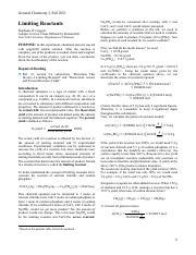 Understanding Limiting Reactants In Chemistry Experiments Course Hero