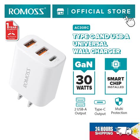 Romoss Ac Rc Pd W Gan Charger Quick Charging Usb A Usb Cuniversal