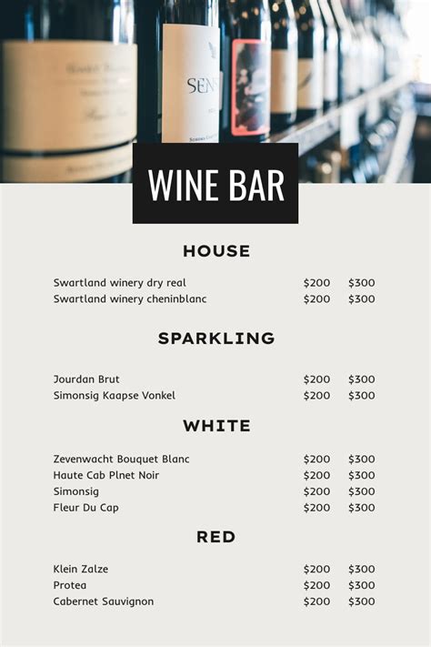 Wine Menu Template