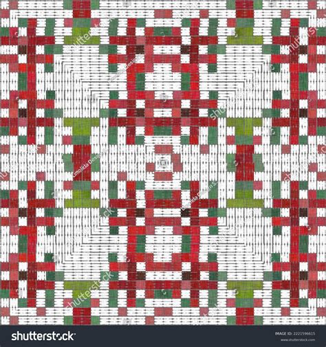 Seamless Christmas Poinsettia Cross Stitch Pattern Stock Illustration