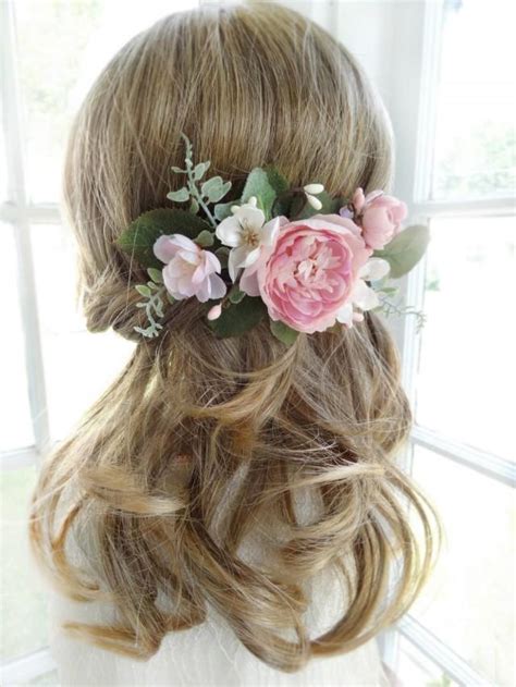 Bridal Hair Comb Pink Flower Hair Clip Wedding Headpiece Bridal