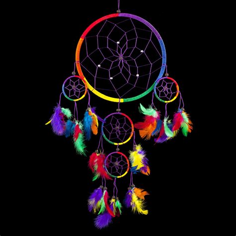 Dream Catcher Traditional Rainbow Multi Color Diameter Long