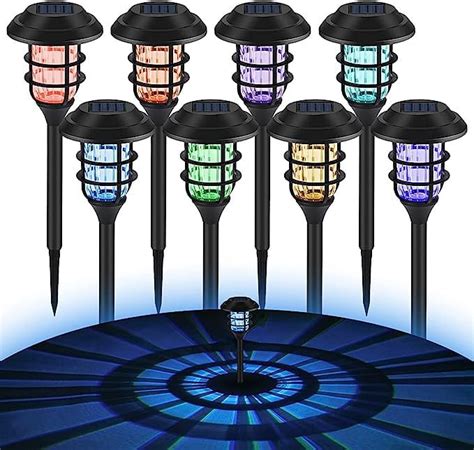 Syaorte 8 Pack Solar AIF4 Pathway Lights Outdoor Color Changing Solar