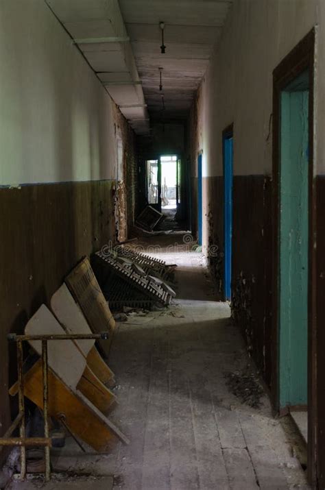 Dark Corridor In Abandoned Building Of Former House Of Culture In