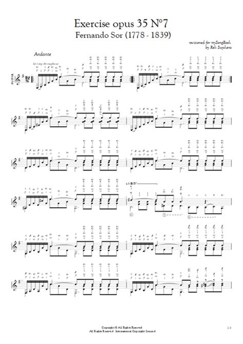 Exercise Opus 35 N7 Tab By Fernando Sor Guitar Pro Solo Guitar