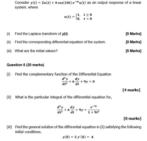 Solved Consider Y T Zu T 4 Cos 10t E 4u T As An Output