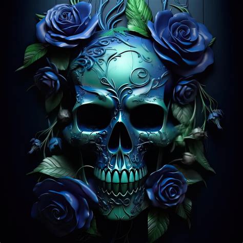 Premium Ai Image Human Skull Decorated With Flowers