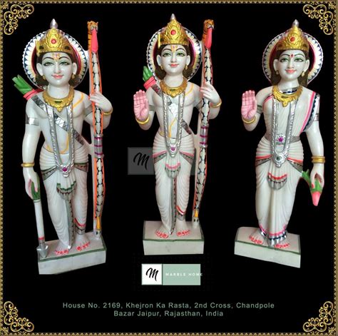 Painted Hindu Ram Darbar White Marble Statue For Worship Size 1 Feet