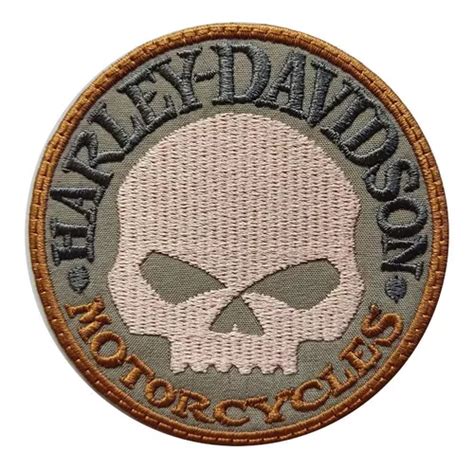 Parche Bordado Harley Davidson Willi G Calavera Cafe Beige